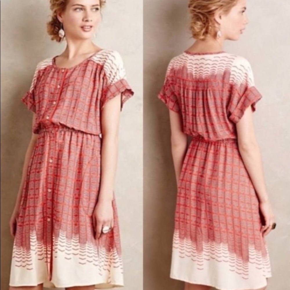 MAEVE Anthropologie Veronica Button Geo Dress XL